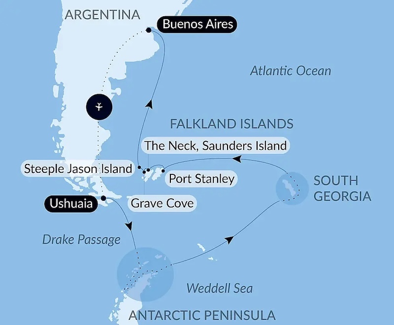 The Great Austral Loop ending in Buenos Aires map