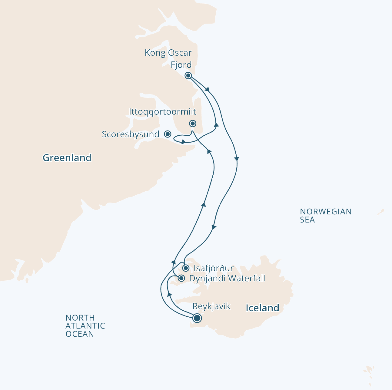 Iceland to Greenland map A